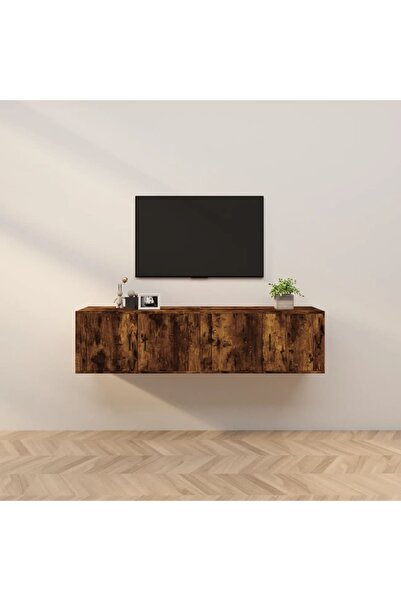 Concept Dulapuri TV montate pe perete 2 buc stejar afumat, 80x34,5x40cm