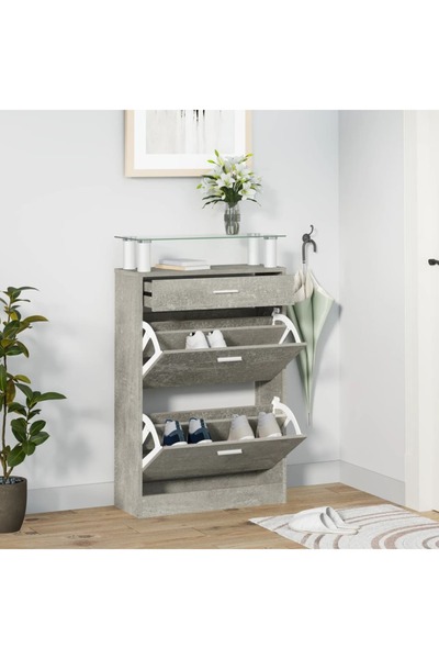 Concept Pantofar, gri beton, 63x24x104 cm, lemn prelucrat