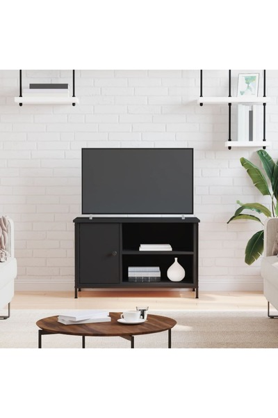 Concept Comodă TV, negru, 80x40x50 cm, lemn prelucrat