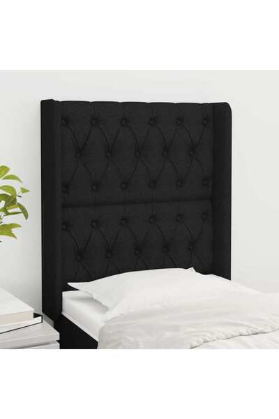 Concept Tăblie de pat cu aripioare, negru, 83x16x118/128 cm, textil