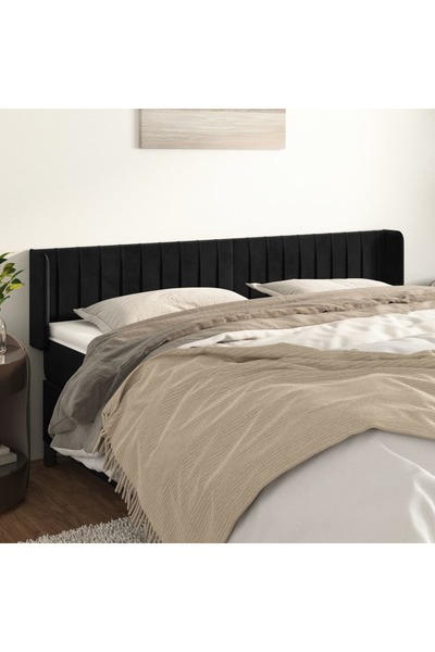 Concept Tăblie de pat cu aripioare negru 183x16x78/88 cm catifea