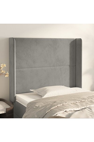 Concept Tăblie de pat cu aripioare gri deschis 103x16x118/128cm catifea