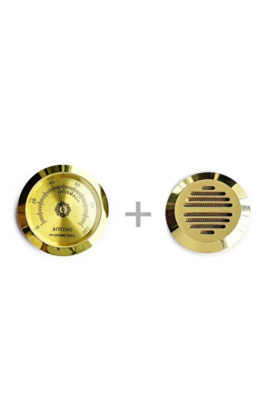 Aoying Metal Humidor Higrometresi ve Nemlendirici Haznesi Seti 50+43mm