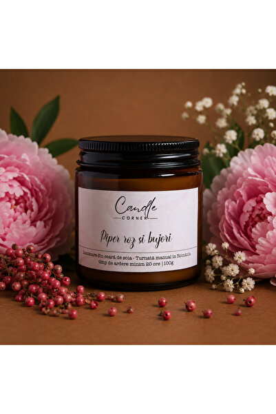 Candle Corner Lumânare parfumată din ceară de soia, recipient din sticlă chih...