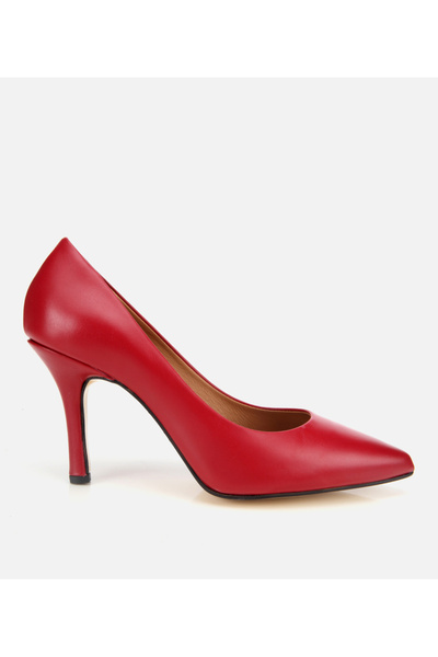 Hotiç Women's Leather Red High Heel Stiletto