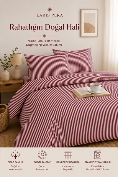 Larispera Set cuvertură de pilota Battal Size 100% bumbac Ranforce cu dungi 2...