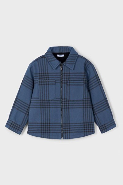 MAYORAL Boy's Zippered Plaid Shirt Jacket Blue