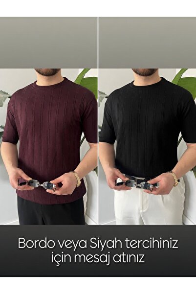 ATKGİYİM تي شيرت رجالي منسوج بنمط نحيف وياقة دائرية وأكمام قصيرة من الليكرا