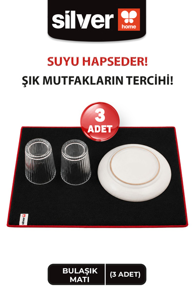 SİLVER HOME 3 bucăți 40x50 cm Covoraș de uscare pentru vase, ultra absorbant,...