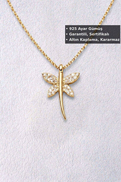Jewelmim Yusufçuk Gümüş Kolye | Sarı Altın Kaplama Hediye Yusufçuk Kolyesi Ta...