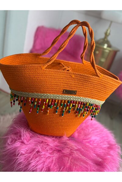Little Sunshine Design Plaj Çantası, Jüt Çanta, Kordon Ip Çanta