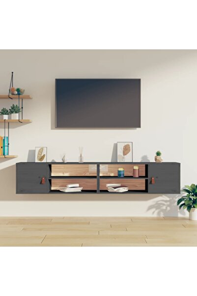 Concept Dulapuri de perete 2 buc., gri, 80x30x30 cm, lemn masiv de pin