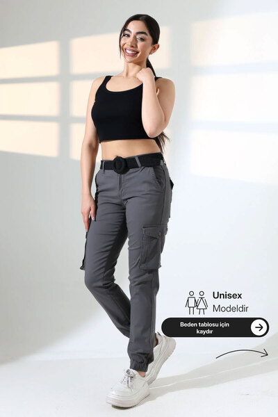 sports here Pantaloni de sezon din in, cu buzunare cargo și picioare elastice