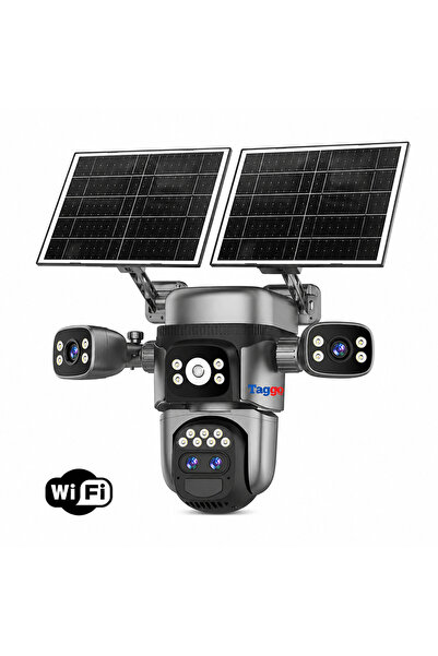 Taggo Cameră de supraveghere WIFI Crocodile AOV de 12MP cu panou solar dublu,...