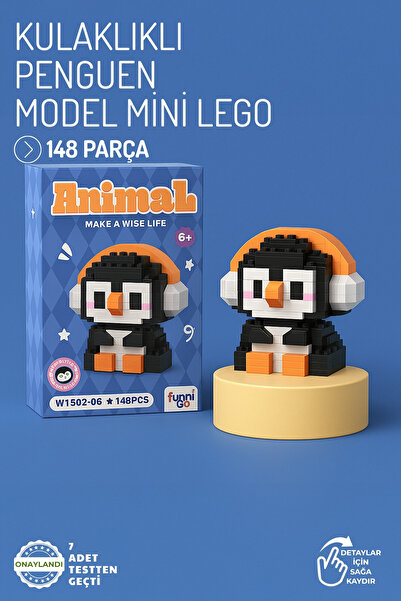 Nandy Home Kulaklıklı Penguen Model Karakter Figürü 3D Yapı Oyuncakları