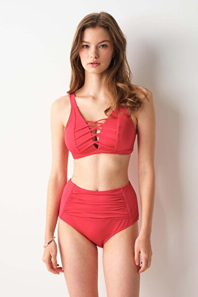 Pierre Cardin Bardot bikini visokog struka, jednostruki donji deo, crveni 239205