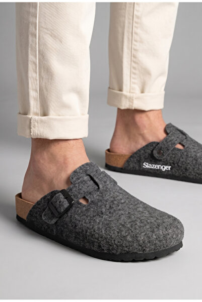 Slazenger Leo Damen Herren Unisex Filz Hausschuhe geräuchert dunkelgrau