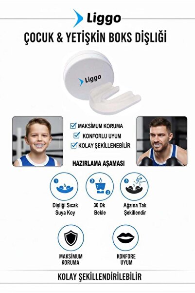 Liggo Kutulu Boks Dişliği Şeffaf Silikon Sporcu Dişlik