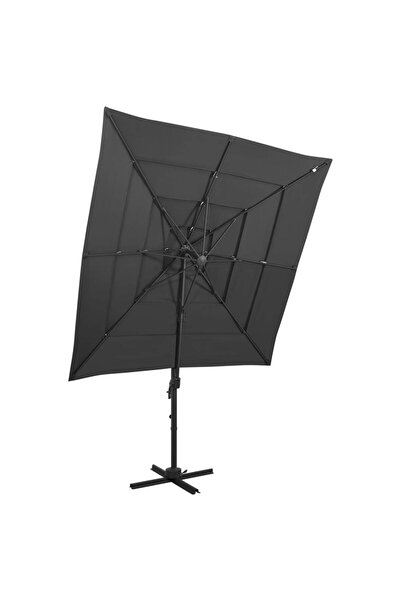 Concept Umbrelă de soare 4 niveluri, stâlp aluminiu antracit 250x250 cm