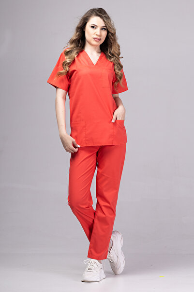 OEM Costum medical DER KLASSIK pentru femei, Bluză și pantaloni, Coral