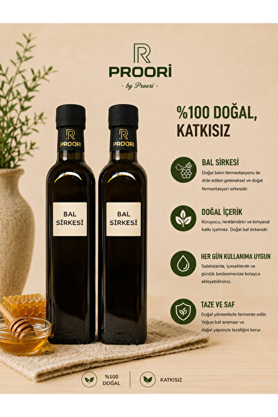 Proori Yıllanmış Bal Sirkesi Doğal Fermente Canlı Sirke 500 ml 2'li Paket
