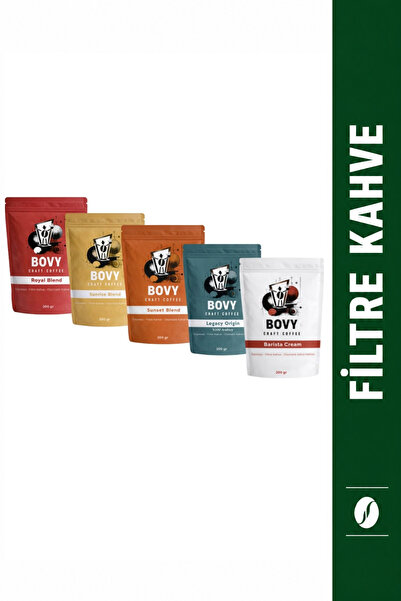 Bovy Craft Coffee 5'li Filtre Kahve Tanışma Seti 5 x 200 gr (1 kg) Öğütülmüş ...