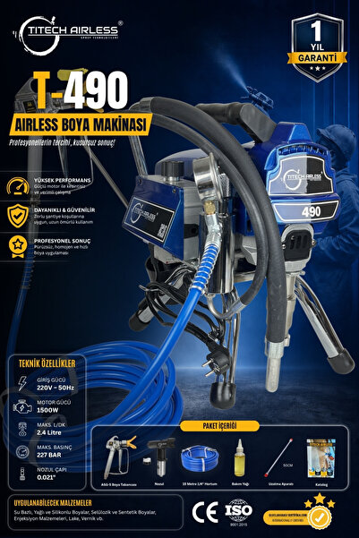 Titech Airless Sprey Teknolojileri T-490 Elektrikli Airless Boya Makinası (Ka...