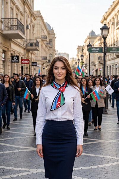 Walkenzo Eșarfă pentru femei cu design special, cu tematică steagul Azerbaidj...