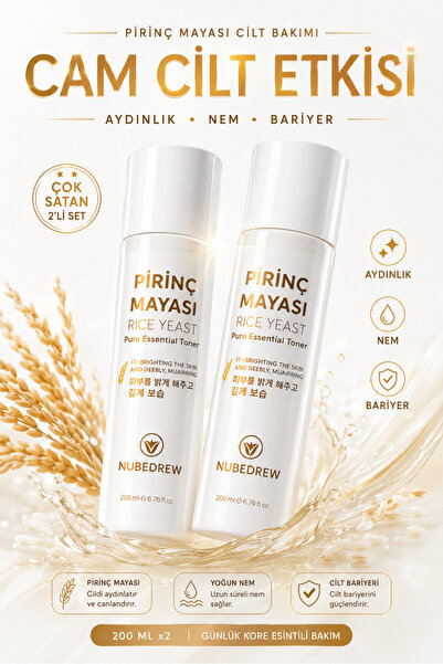 NUBEDREW 2 Adet Pirinç Mayası Tonik 200 ml Aydınlatıcı Beyazlatıcı Leke Karşı...