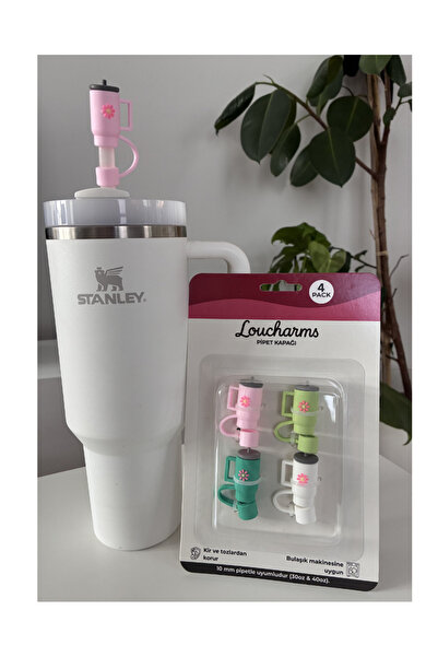 LouCharms Stnly Quencher Uyumlu Pipet Kapağı Bardak Seti