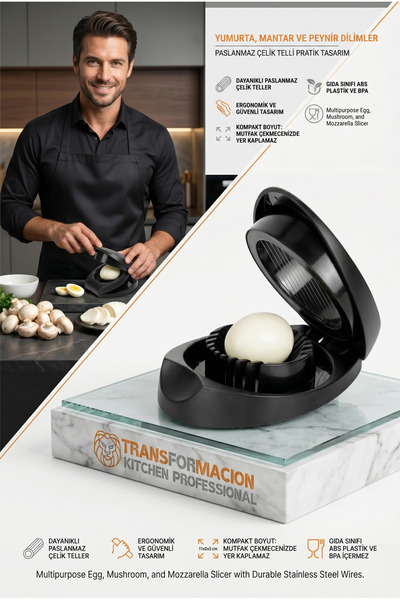 Transformacion Pratik Yumurta Dilimleyici, Çelik Telli Mantar & Mozzarella Ke...