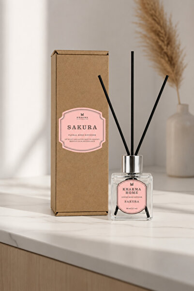 KHAKMA 50 ml Bambu Çubuklu Sakura Oda Kokusu – Sakura Reed Diffuser | Kompakt...
