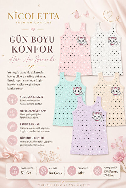 Nicoletta Tricou pentru fete, cu bretele late, cu imprimeu pisică, din bumbac...