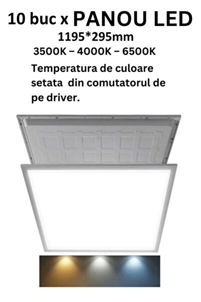Primeled 10 bucăți Panou LED Dimensiune 1195 x 295 mm Culoare -3500K – 4000K ...