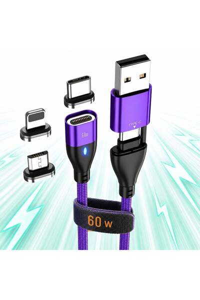 Timebox Cablu de date și încărcare rapidă 6 în 1 QC 3.0 60W Magnetic USB Tip ...