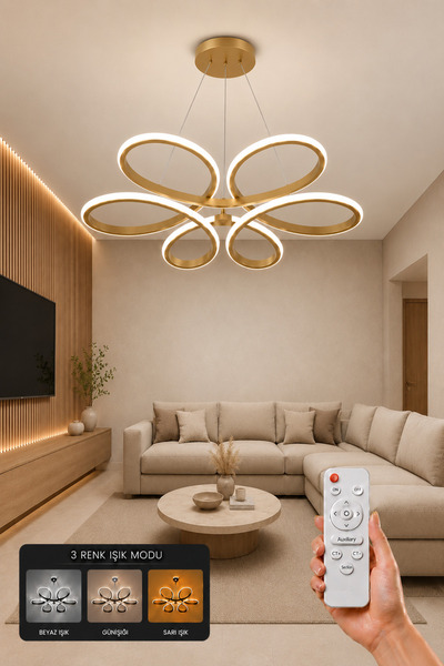AvizeGO Niva LED Sarkıt Avize 3 Renk Kumandalı