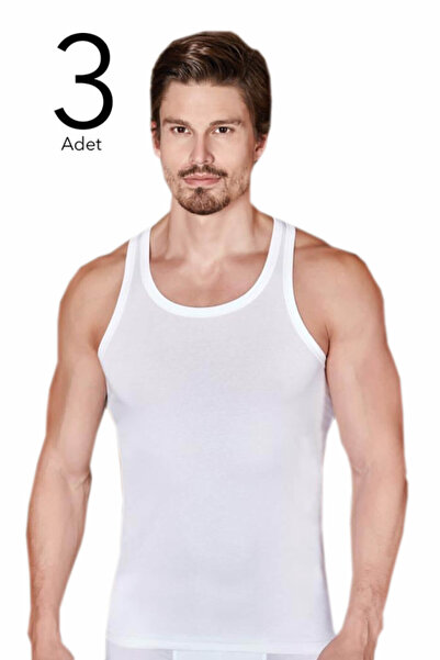 Berrak Men's White 3-Pack Lycra Modal Undershirt Elf568Ber4045Ccm3-White-M