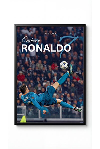 icontablo Cristiano Ronaldo Röveşata Siyah Çerçeveli Tasarım Tablo Futbol Spo...