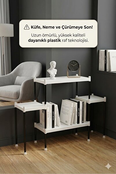 Lider Tunç TUNİVA NİVA Çok Amaçlı 4 Bölmeli Raf Ünitesi: Modern Basamaklı Kit...