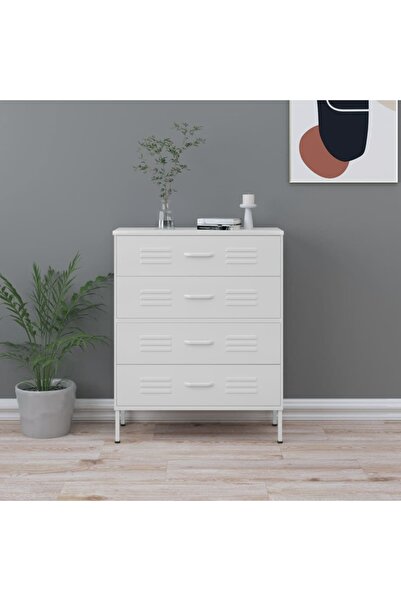 Concept Comodă cu sertare, alb, 80x35x101,5 cm, oțel