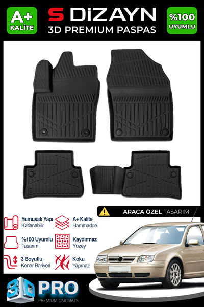 S Dizayn S-Dizayn VW Bora 3D Pro Havuzlu Paspas 1999-2006 A+ Kalite 3DS-SDZ247