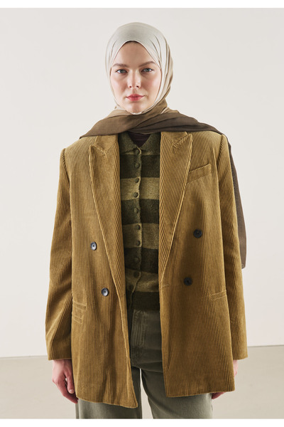Freshscarfs Șal din ramie cu model degradat maro-bej