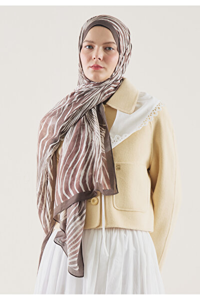 Freshscarfs Șal din ramie cu model de zebră sălbatică și trandafiri uscați