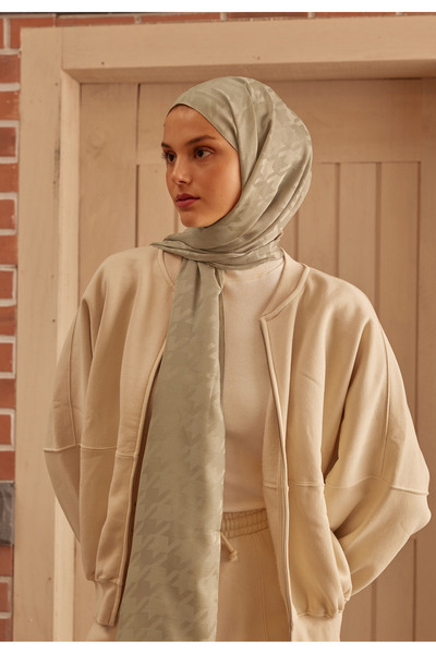 Freshscarfs Naturel Bej Kazayağı Jakarlı Şal