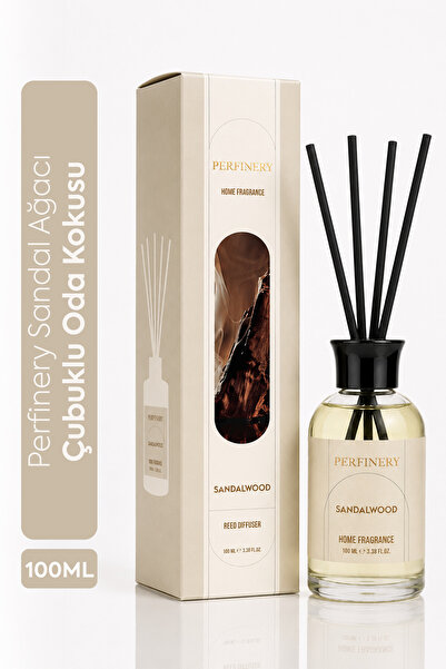 PERFINERY Sandal Ağacı Çubuklu Oda Kokusu, Kalıcı Ortam Kokusu, 100 Ml