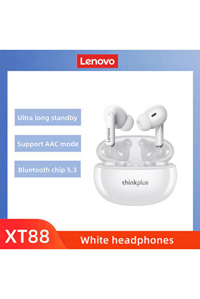 Choice سماعات أذن لاسلكية بلوتوث Lenovo XT88 بيضاء اللون مع ميكروفون، سماعات ...