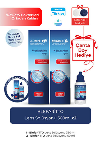 BLEFARİTTO Blefaritto 2 Adet 360 ml Lens Solüsyonu Çanta Boy Tto 60 ml Çanta ...