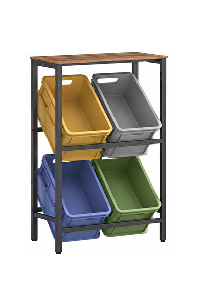SONGMICS Suport cu 2 niveluri pentru 4 cutii de băuturi, cadru metalic, 70x40...