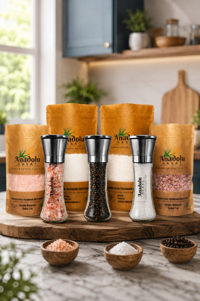 ANADOLU HASAT Çankırı & Himalaya Kristal+ Seramik Bıçaklı Tuz ve Baharat Deği...