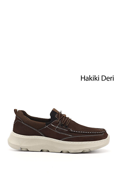 GÖNDERİ(R) Men's Brown Nubuck Lace-Up Genuine Leather Comfort Shoes